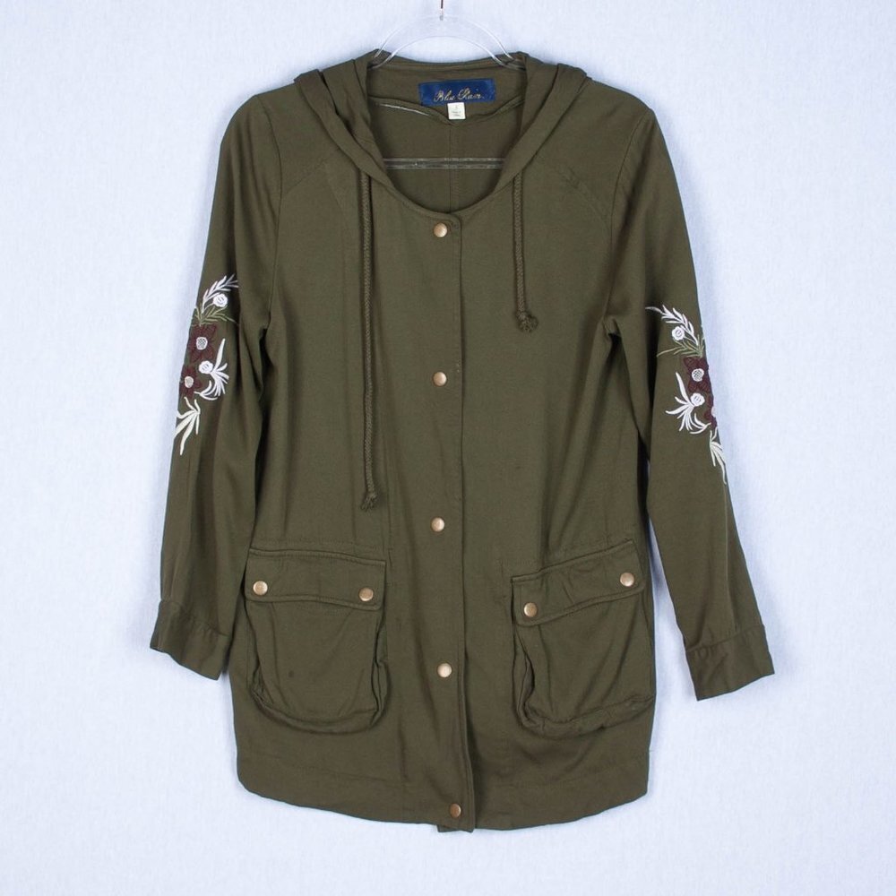 Blue Rain Green Military Utility Jacket Size Small